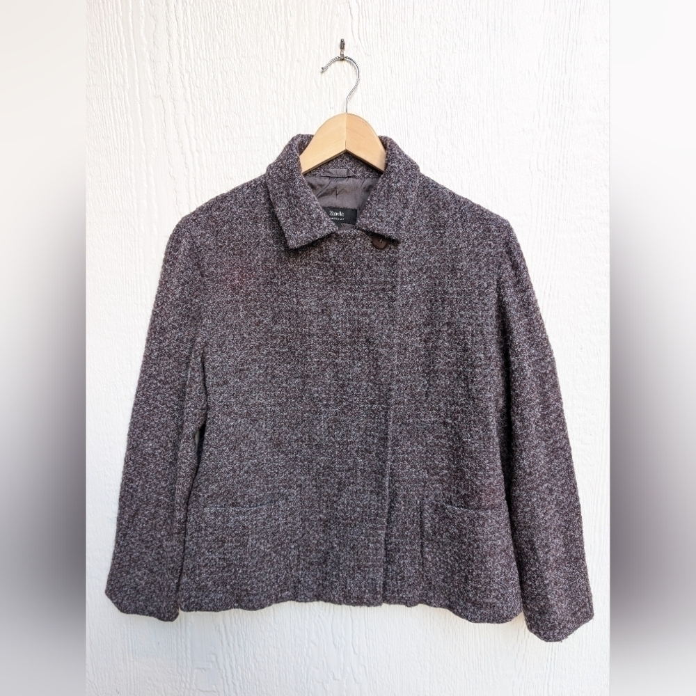Zanella Italy Wool Blend Short Tweed Jacket Coat Women's Size 10